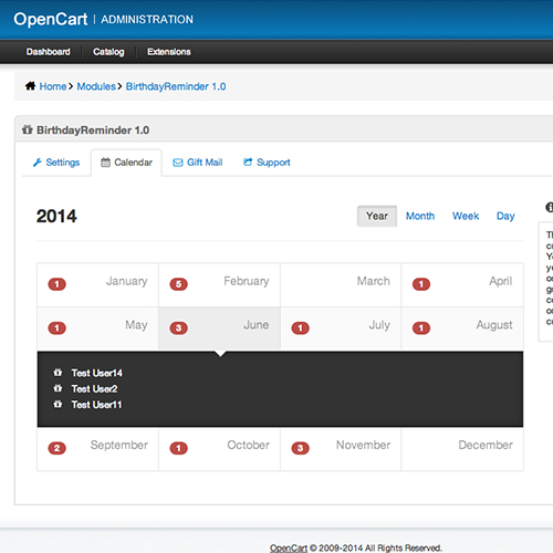 BirthdayReminder for OpenCart