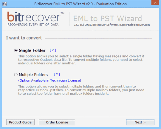 BitRecover EML to PST Wizard