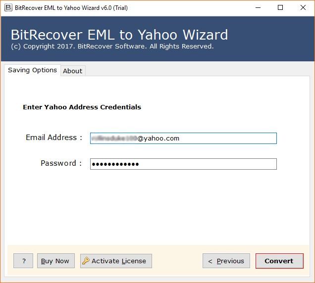 BitRecover EML to Yahoo Wizard
