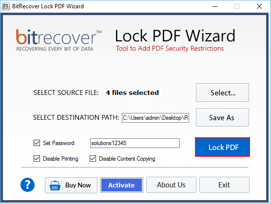 BitRecover Lock PDF Wizard