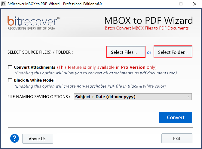 BitRecover MBOX to PDF Wizard