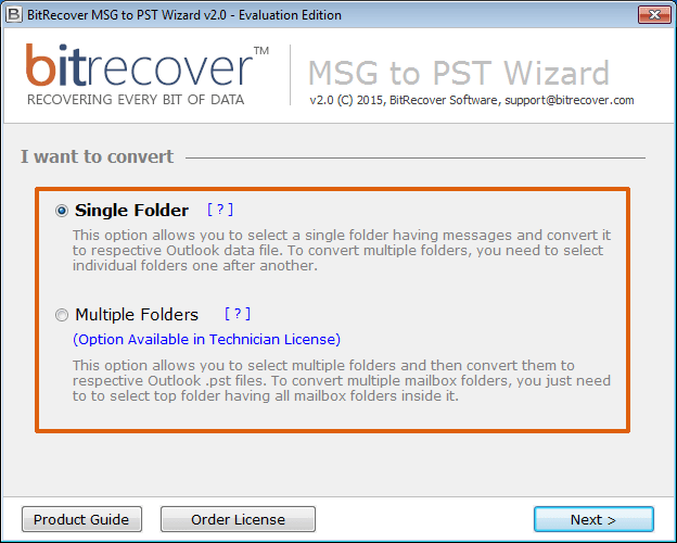 BitRecover MSG to PST Wizard