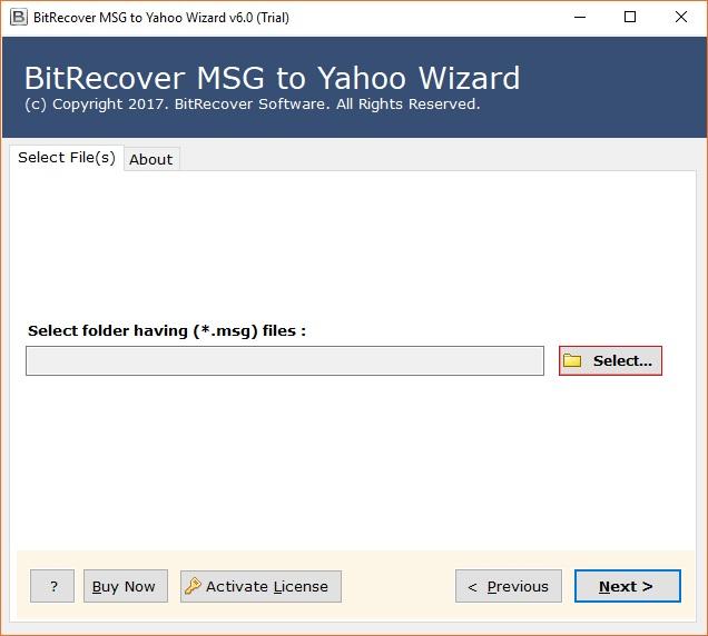 BitRecover MSG to Yahoo Wizard