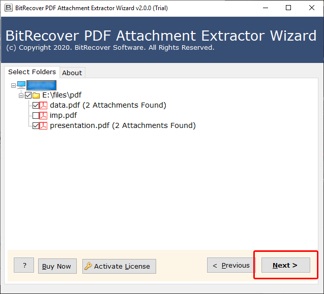 BitRecover PDF Attachment Extractor Wizard