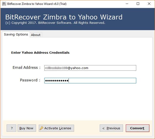 BitRecover Zimbra to Yahoo Wizard