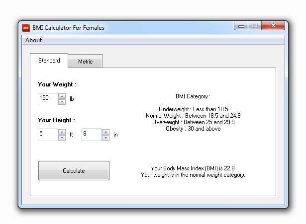 BMI Calculator For Females