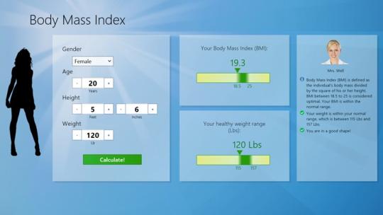 BMI Calculator for Windows 8