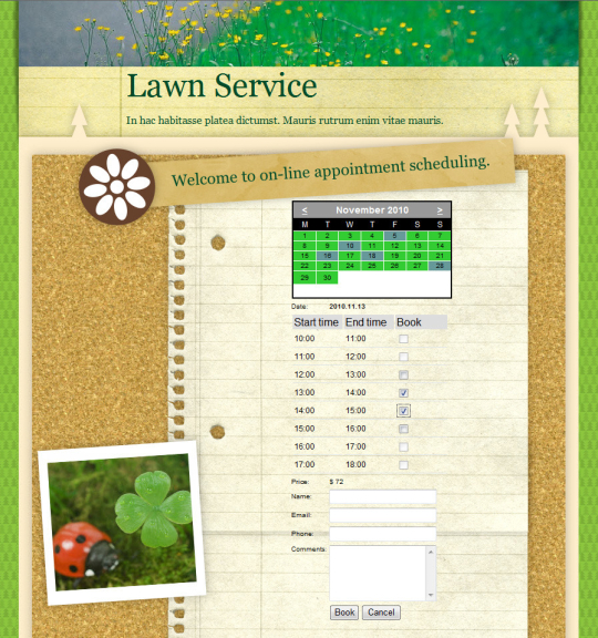 Booking System For Lawn Service