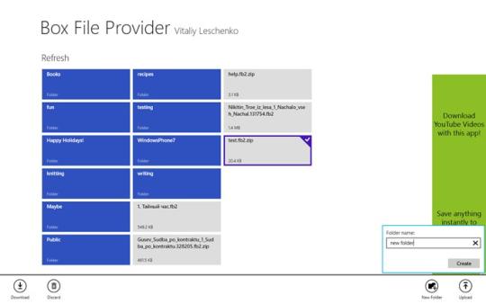 Box File Provider for Windows 8