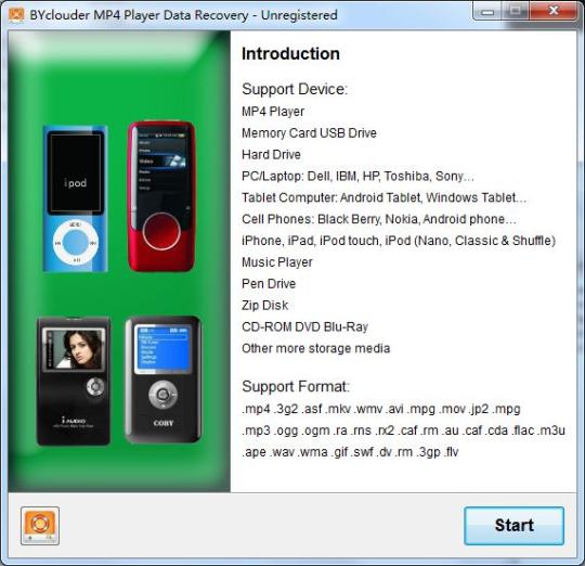 BYclouder MP4 Media Player Data Recovery
