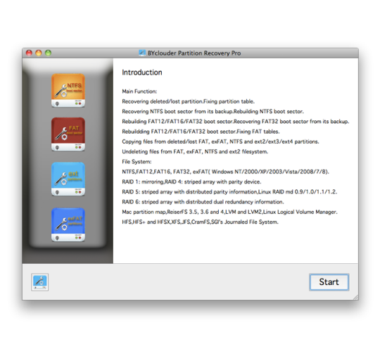 BYclouder Partition Recovery Pro for Mac