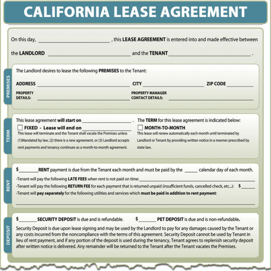 California Lease Agreement