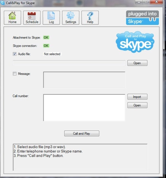 Call and Play for Skype