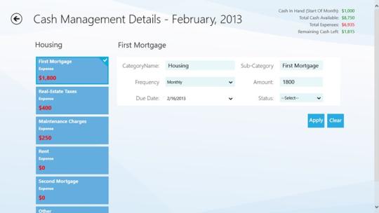Cash Management for Windows 8