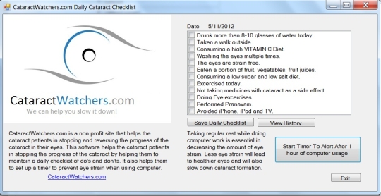 Cataract Daily Checklist