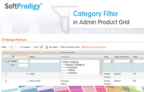 Category Filter in Admin Product Grid of Magento