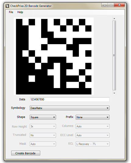 CheckPrixa 2D Barcode Generator