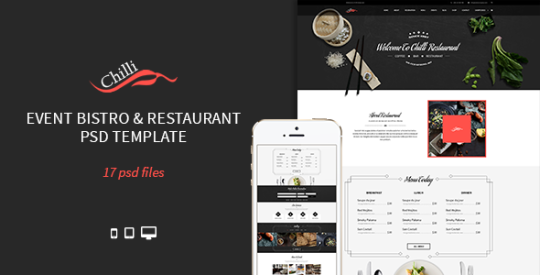 Chilli Event Bistro And Restaurant PSD Template