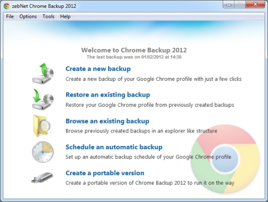 Chrome Backup 2012