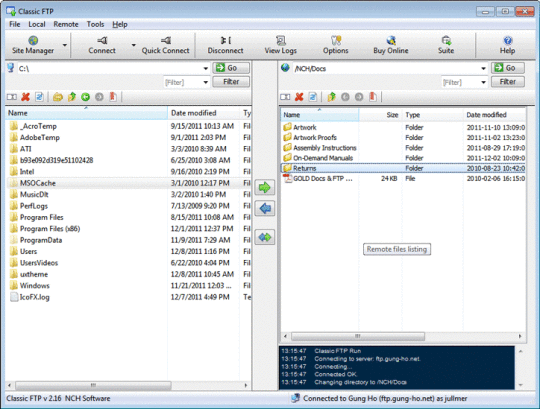 Classic FTP Free File Transfer Client
