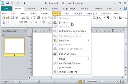 Classic Menu for Publisher 2010