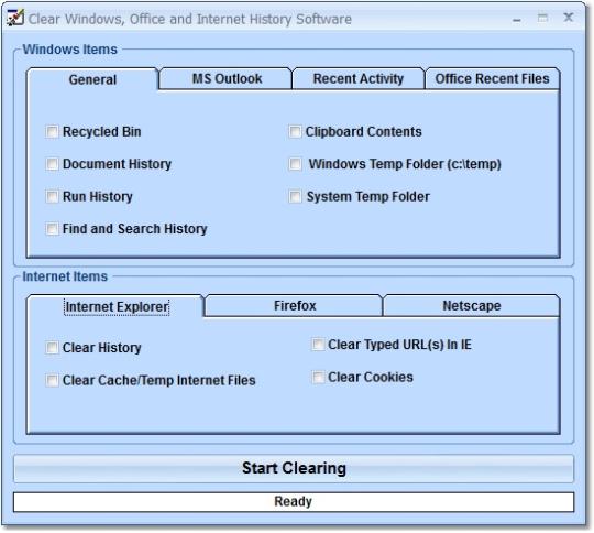 Clear Windows, Office and Internet History Software
