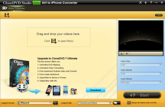 CloneDVD Free AVI to iPhone Converter