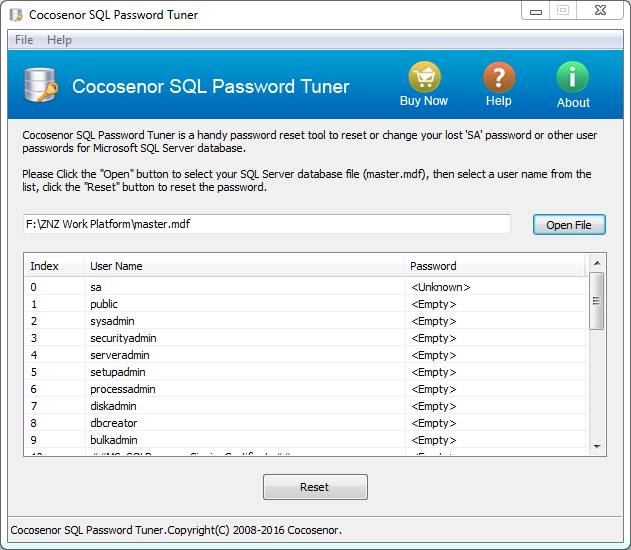 Cocosenor SQL Password Tuner