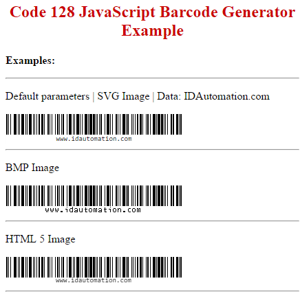 Code-128 & GS1-128 JavaScript Generator