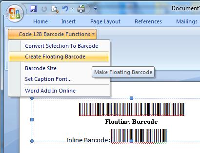 Code 128 Word Barcode Add In