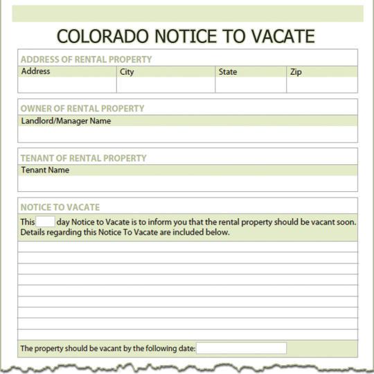 Colorado Notice To Vacate