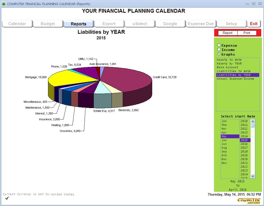 Computek Financial Planning Calendar