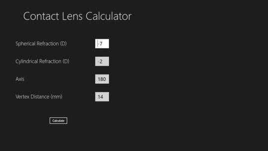 Contact Lens Calculator for WIndows 8