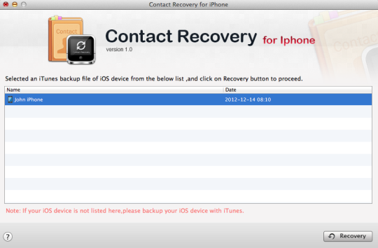 Contact Recovery for iPhone