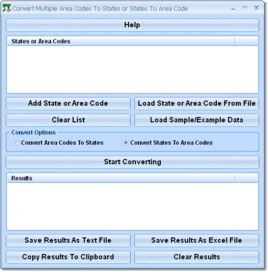 Convert Multiple Area Codes To States or States To Area Codes Software