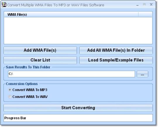 Convert Multiple WMA Files To MP3 or WAV Files Software
