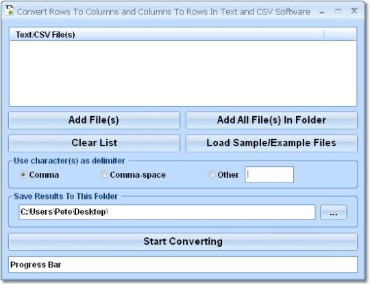 Convert Rows To Columns and Columns To Rows In Text and CSV Software