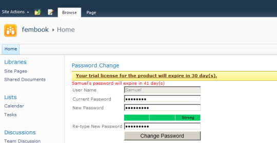 COVRI Password Change web part