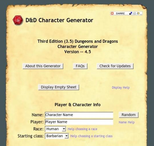 D&D Character Generator