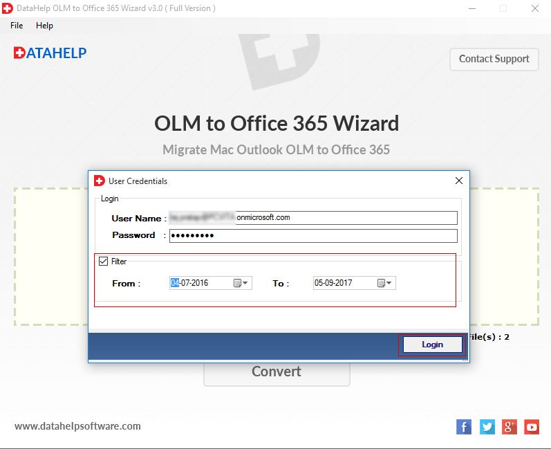 DataHelp OLM to Office365 Wizard