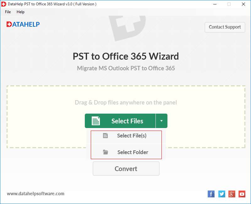 DataHelp PST to Office 365 Wizard