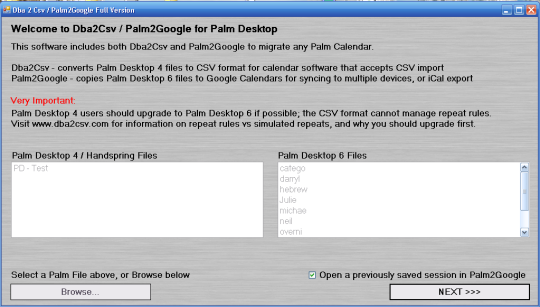 Dba2Csv / Palm2Google