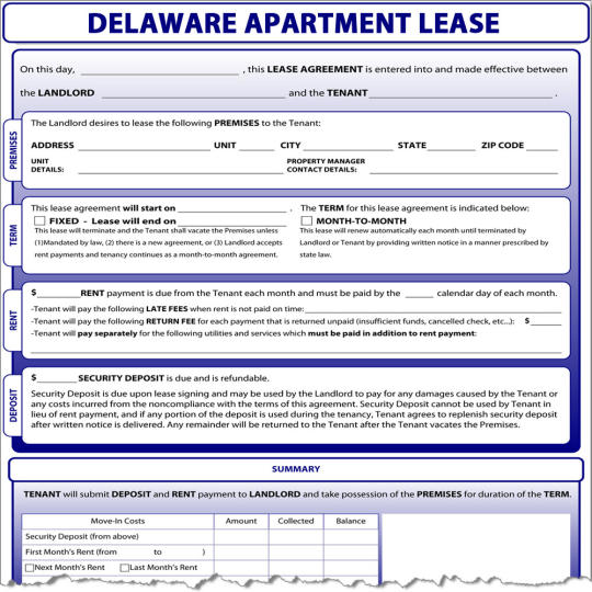 Delaware Apartment Lease