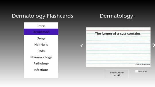Dermatology Flashcards Pro for Windows 8