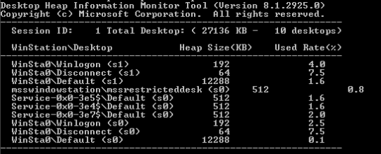 Desktop Heap Monitor for Windows Vista
