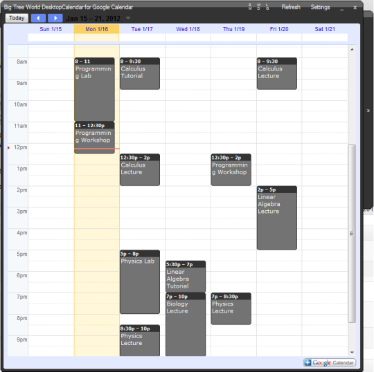 DesktopCalendar for Google Calendar