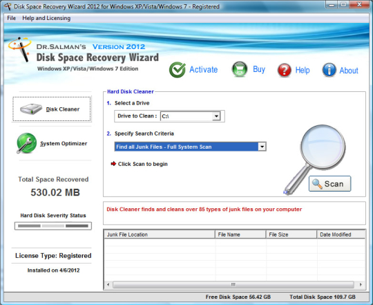 Disk Space Recovery Wizard 2012
