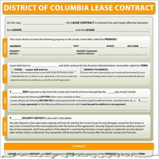 District of Columbia Lease Contract