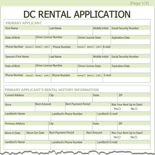 District of Columbia Rental Application