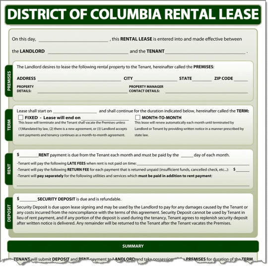 District of Columbia Rental Lease